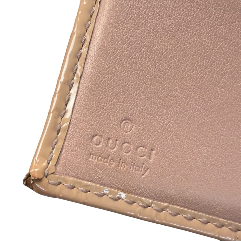 Authentic Gucci Beige Microguccissima Patent Leather Buckle French Small Wallet - Picture 9 of 15